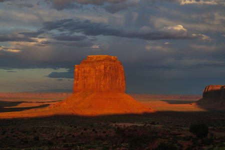 Classic rock formations known as Buttes in Monument Valley in Arizona  during sunset.の写真素材