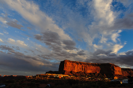 Classic rock formations known as Buttes in Monument Valley in Arizona  during sunset.の写真素材