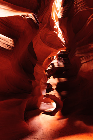 The interior of the narrow walls of the winding Antelope Canyon in Navajo Tribal Park, near  Page Arizona.の写真素材