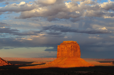 Classic rock formations known as Buttes in Monument Valley in Arizona  during sunset.の写真素材