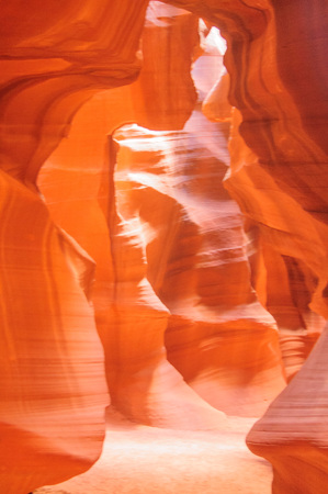 The interior of the narrow walls of the winding Antelope Canyon in Navajo Tribal Park, near  Page Arizona.の写真素材