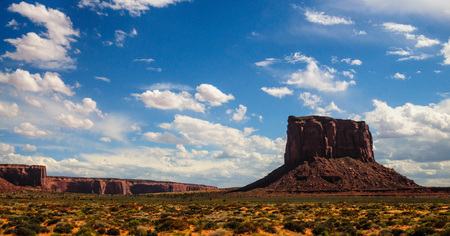 Butte and Mesa rock formations that mark the entrance to Monument Valley, Arizona, USA.の写真素材