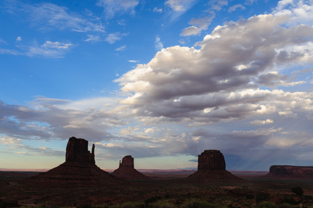 Classic rock formations known as Buttes in Monument Valley in Arizona  during sunset.の写真素材