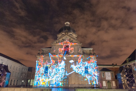 GHENT, BELGIUM - FEBRUARY 2, 2018. The Light festival in the city center of Ghent. The light festival is a famous festival in the inner city of Ghent, organized every three years.のeditorial素材