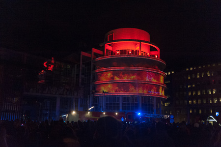 GHENT, BELGIUM - FEBRUARY 2, 2018. The Light festival in the city center of Ghent. The light festival is a famous festival in the inner city of Ghent, organized every three years.のeditorial素材