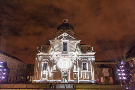 GHENT, BELGIUM - FEBRUARY 2, 2018. The Light festival in the city center of Ghent. The light festival is a famous festival in the inner city of Ghent, organized every three years.のeditorial素材