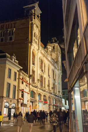 GHENT, BELGIUM - FEBRUARY 2, 2018. The Light festival in the city center of Ghent. The light festival is a famous festival in the inner city of Ghent, organized every three years.のeditorial素材