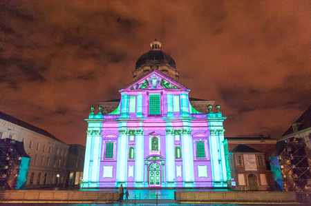 GHENT, BELGIUM - FEBRUARY 2, 2018. The Light festival in the city center of Ghent. The light festival is a famous festival in the inner city of Ghent, organized every three years.のeditorial素材