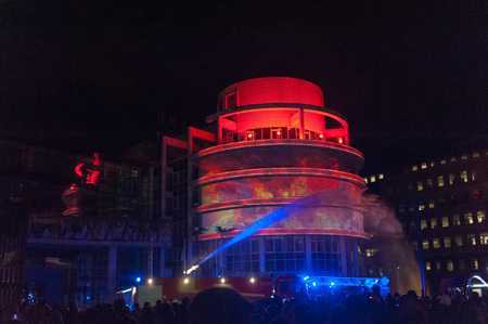 GHENT, BELGIUM - FEBRUARY 2, 2018. The Light festival in the city center of Ghent. The light festival is a famous festival in the inner city of Ghent, organized every three years.のeditorial素材