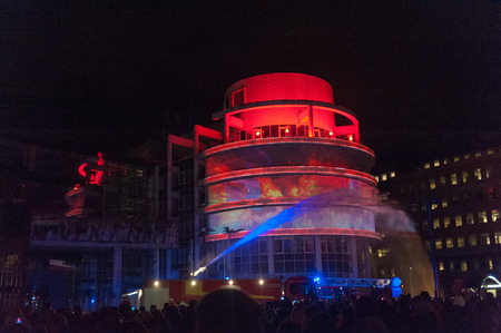 GHENT, BELGIUM - FEBRUARY 2, 2018. The Light festival in the city center of Ghent. The light festival is a famous festival in the inner city of Ghent, organized every three years.のeditorial素材