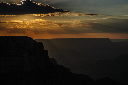 The South Rim of the Grand Canyon on an early August evening, just before sunsetの写真素材