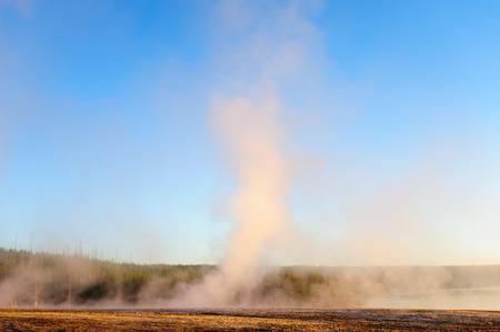 A sunrise in the West Thumb Area in Yellowstone National Parkの写真素材