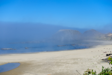 A mist covered beach, near Seal Rock, mid July in Oregon.の写真素材