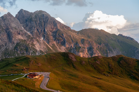 Sunset at the Passo di Giau, in the Italian Dolomites, on a late July evening.の写真素材