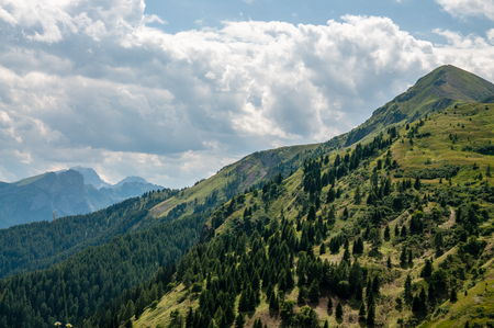 Impression of the Rugged Alpine Mountains in the Italian Dolomites on a beatiful Summers Afternoon.の写真素材