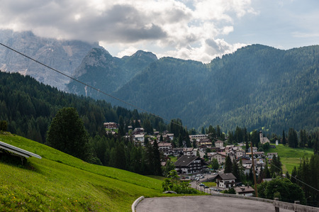 The village of Santa Fosca in the Italian Dolomitesの写真素材