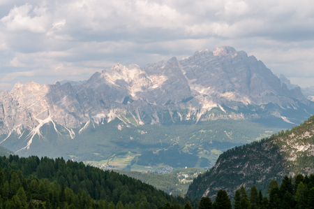 Impression of the Passo di Giau, in landscape orientation, on a summer afternoon.の写真素材