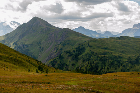 Impression of the Passo di Giau, in landscape orientation, on a summer afternoon.の写真素材