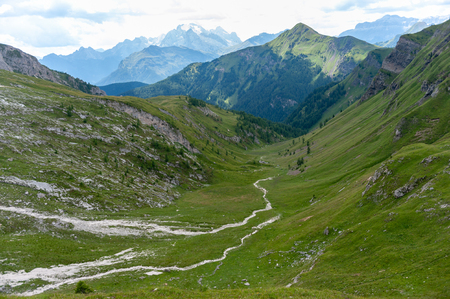 Mountain scene of the Italian Dolomites, near the Giau Pass, on a Summer Afternoon.の写真素材