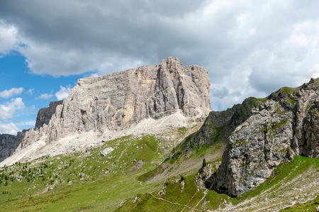 Mountain scene of the Italian Dolomites, near the Giau Pass, on a Summer Afternoon.の写真素材