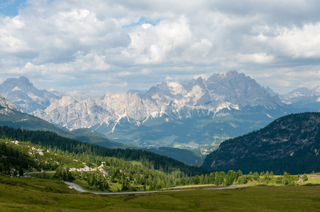 Impression of the Passo di Giau, in landscape orientation, on a summer afternoon.の写真素材