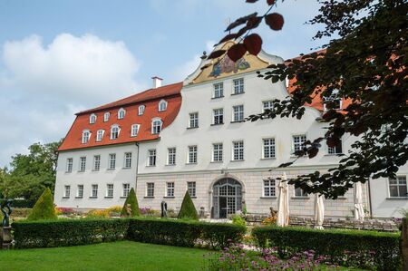 Lautrach, Germany, July 23 2018. Exterior of the German hunting Castle Schloss Lautrach. It was famous for many scientist who visited, including Albert Einstein. Currently, it is a conference hotel.のeditorial素材