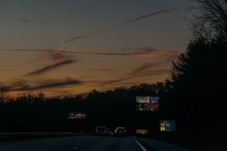 Asheville NC, January 2, 2016. A Night time Drive on the Interstate I40 to Asheville North Carolina.