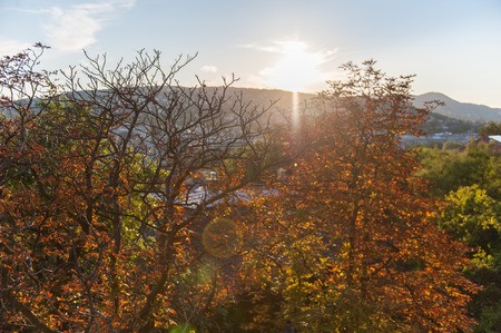 Impression of a sunset over buda, one of the two parts comprising the city of Budapest.の写真素材