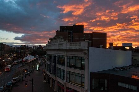 A very colorful sunset over Central Bostonのeditorial素材