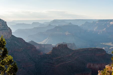 A sunset over the Grand Canyon, as seen from the South Rim Trail, near Yavapai Point.の写真素材