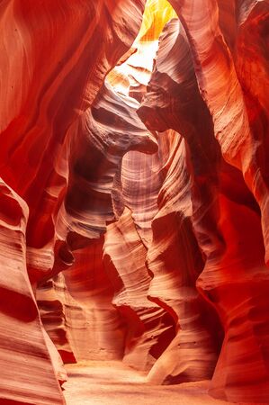 The Deep Red Canyon Walls of the Upper Antelope Canyon, near Page, Arizona.の写真素材