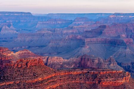 The rising sun over the grand canyon near Yavapai Point, on the southern Rim.の写真素材