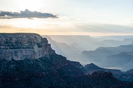 A sunset over the Grand Canyon, as seen from the South Rim Trail, near Yavapai Point.の写真素材