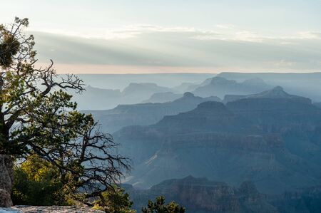 A sunset over the Grand Canyon, as seen from the South Rim Trail, near Yavapai Point.の写真素材