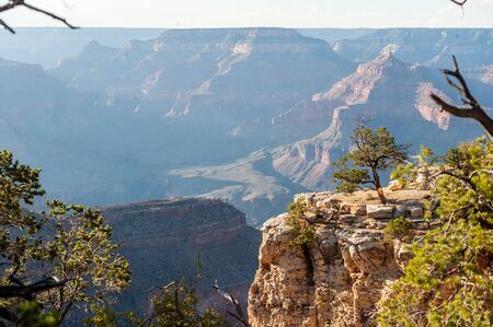 A sunset over the Grand Canyon, as seen from the South Rim Trail, near Yavapai Point.の写真素材