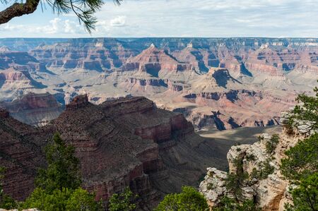 Overlooking the Grand Canyon from the Southern Rim, west of Grand Canyon Villageの写真素材