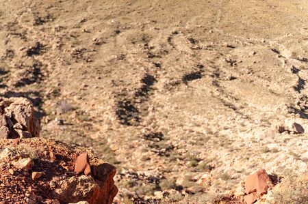 A telephoto shot of the walls of the Barringer crater in Arizona.の写真素材