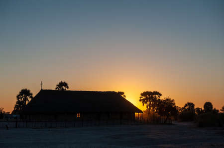 Nakambale, Namibia - July 20, 2019. Sunset at the Finnish Mission Post in Nakambale.のeditorial素材
