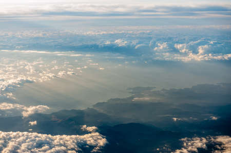 Aerial shot of the east-coast of Japan, from about 35000 ft.の写真素材