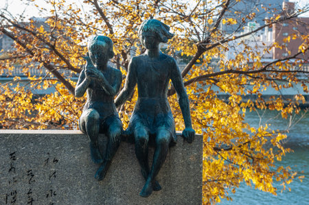Hiroshima, Japan - Jan 1, 2020. Close-up of the peace memorial in Hiroshimaのeditorial素材