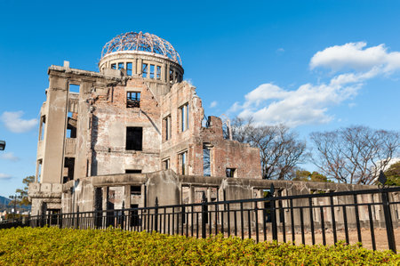 Hiroshima, Japan - Jan 1, 2020. Exterior shot of the Atomic Bomb dome in Hiroshima.のeditorial素材