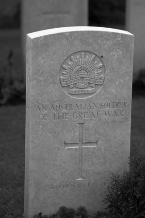 Yper, Belgium - August 7, 2021. Detail of the war monuments at Tyne Cot cemetery. Tyne cot is the largest British cemetery from the first world war.のeditorial素材