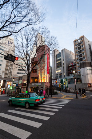 Tokyo, Japan - January 9, 2020. Exterior of the busy streets of Tokyo, near the famous Shibuya Crossing.のeditorial素材