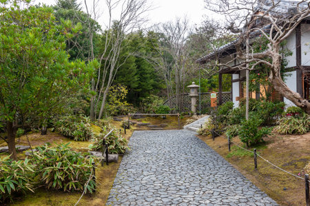 Himeji, Japan - January 6, 2020. Exterior of a Japanese Garden near Himeji castle.のeditorial素材