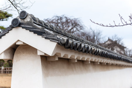 Himeji, Japan - January 6, 2020. Exterior of the famous Himeji castle. This is one of the few Japanese castles that was still built in the traditional way.のeditorial素材