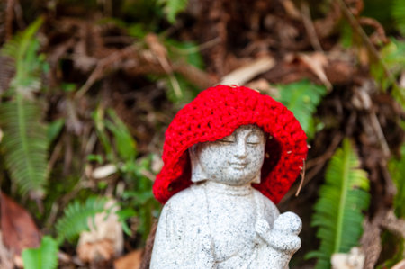 Hiroshima, Japan - January 2, 2020. Close-up of a statue at the famour Mitaki Dera Temple in Hiroshima Japan.のeditorial素材