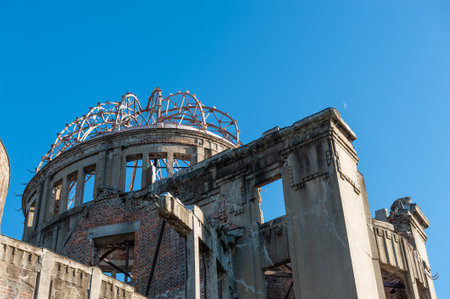 Hiroshima, Japan - Jan 1, 2020. Exterior shot of the Atomic Bomb dome in Hiroshima.のeditorial素材