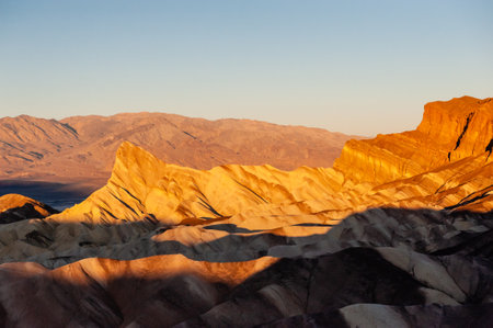 An early morning sunrise at Zabriskie Point, Death Valley, in late December.の写真素材