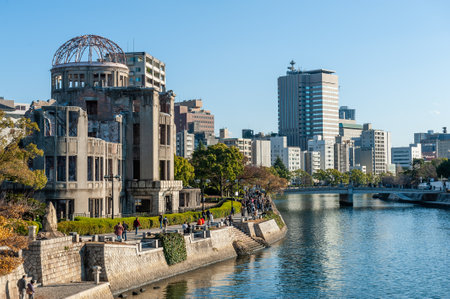 Hiroshima, Japan - Jan 1, 2020. Exterior shot of the Atomic Bomb dome in Hiroshima.のeditorial素材