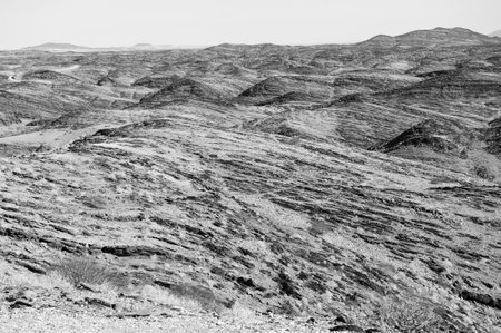 Outlook over the Kuiseb pass viewpoint in Namibia, an area that strongly resembles a lunar landscape.の写真素材